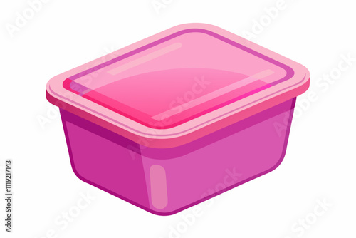 Empty food plastic container with blue lid isolated on white