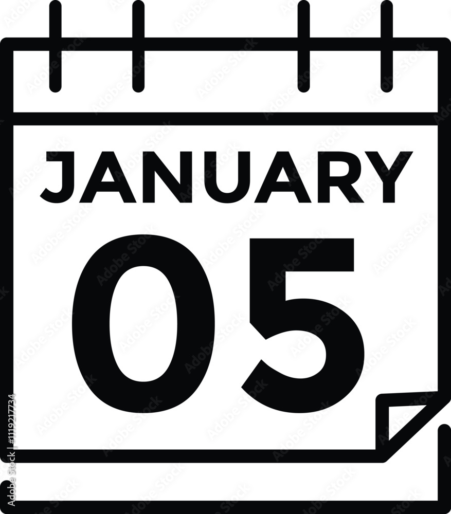 January 5 Calendar Day or Calender Date for Deadlines or Appointment. Calendar vector icon. Deadline. Date.
January 5 Calendar Day or Calender Date for Deadlines or Appointment. Calendar vector icon. Deadline. Date.