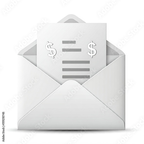 E-Statements Concept with Envelope, Document Icon, and Dollar Signs