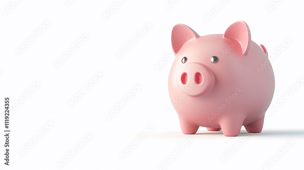 Pink piggy bank on white background, savings concept. Generative ai Pink piggy bank on white background, savings concept. Generative ai
