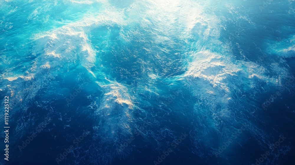 Obraz premium Stunning Aerial Ocean View Blue Water Waves Texture Background