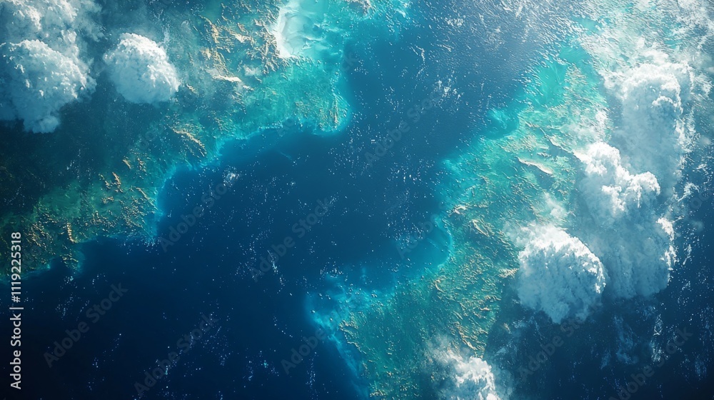Fototapeta premium Stunning Aerial Earth View Ocean Clouds Coastline High Resolution Image