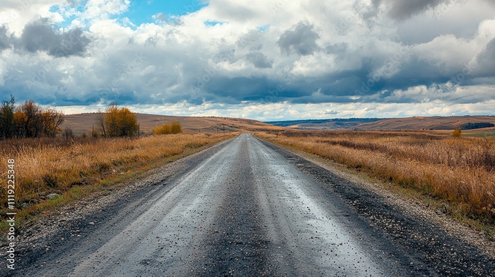 Empty road in a remote area, with no traffic or people, creating a sense of solitude Empty road in a remote area, with no traffic or people, creating a sense of solitude