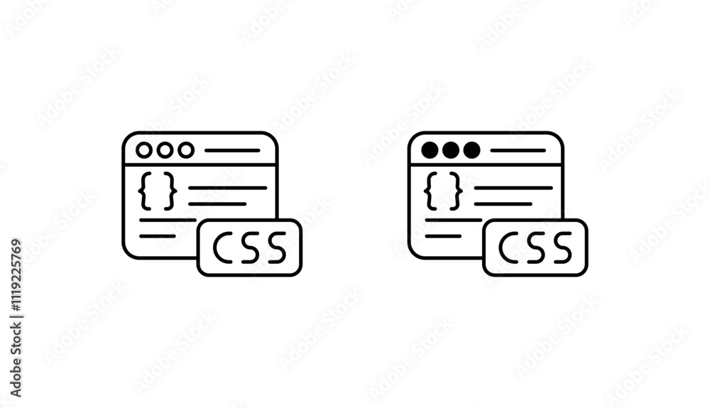 CSS icon design with white background stock illustration CSS icon design with white background stock illustration