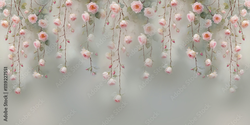 custom made wallpaper toronto digitalWallpaper design for the wall. A photophone for weddings and celebrations. Beautiful roses coming down from above. Textile design.
Background for photography.