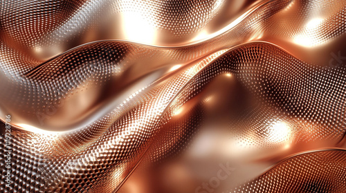 Modern metallic rose gold backdrop with intricate abstract patterns, featuring a reflective sheen for added depth