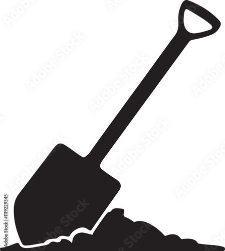 Shovel icon silhouette vector style with white background, Shovel icon