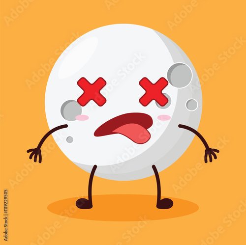 cute fainted expression of moon cartoon character