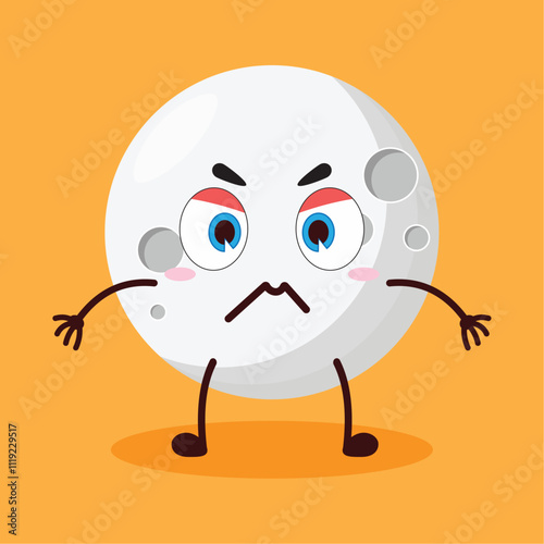 cute irritated expression of moon cartoon character