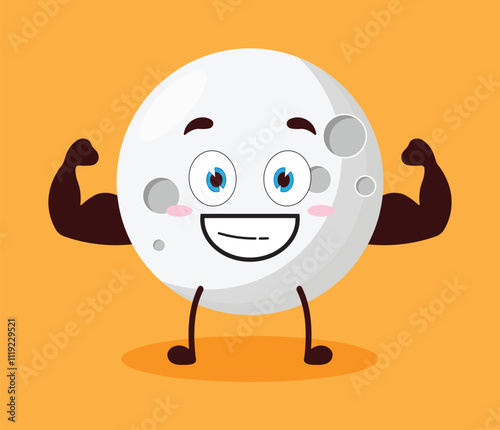 cute masculine healthy athlete expression of moon cartoon character