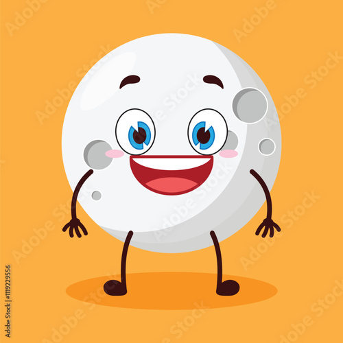 cute happy expression of moon cartoon character