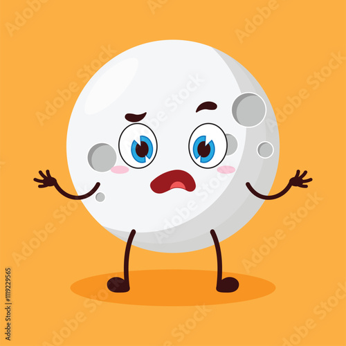 cute don't know expression of moon cartoon character