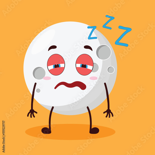cute sleepy expression of moon cartoon character