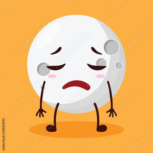 cute nope expression of moon cartoon character