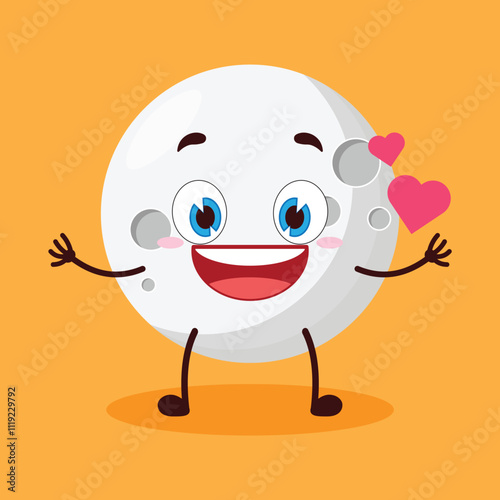 cute fall in love expression of moon cartoon character