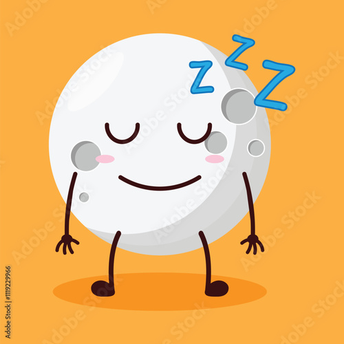 cute sleep expression of moon cartoon character