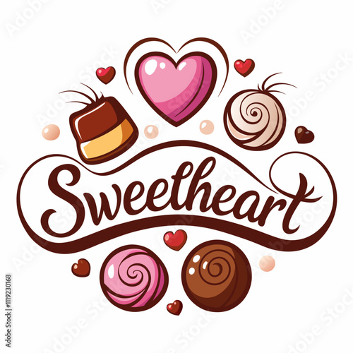 sticker design of sweetheart in Chocolate background