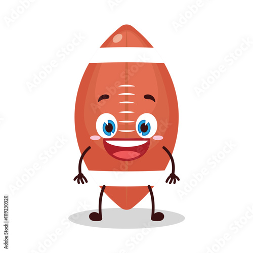 cute happy expression of rugby ball cartoon character