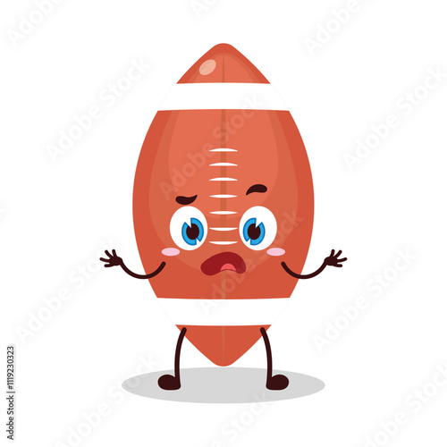 cute don't know expression of rugby ball cartoon character