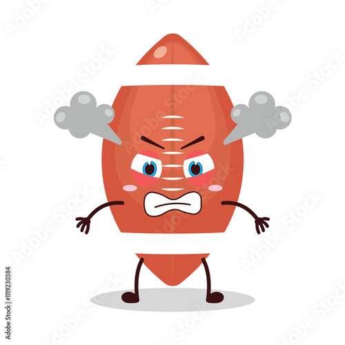 cute furious expression of rugby ball cartoon character