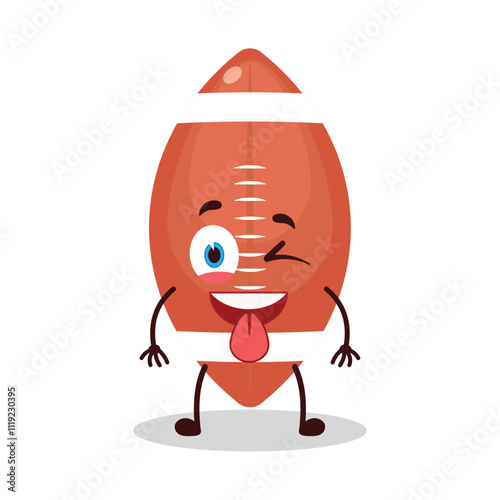 cute teased expression of rugby ball cartoon character