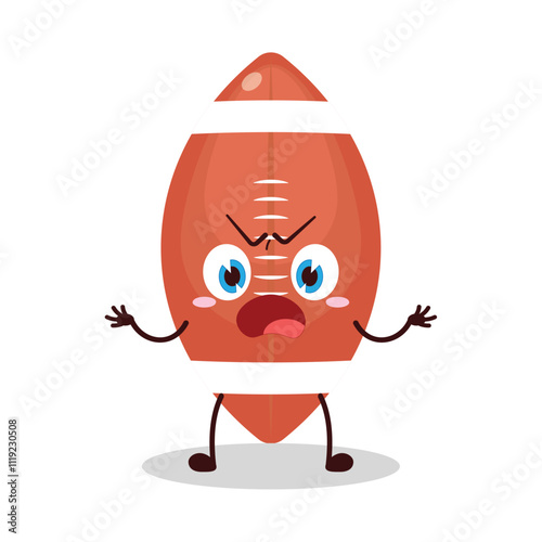 cute why expression of rugby ball cartoon character