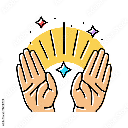healing hands acupuncture color icon vector. healing hands acupuncture sign. isolated symbol illustration