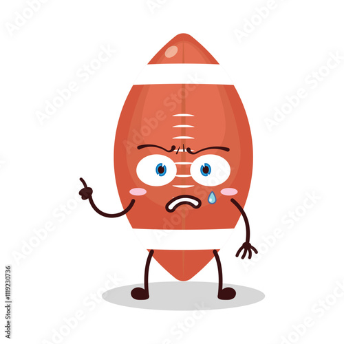 cute weird expression of rugby ball cartoon character
