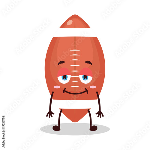 cute lazy expression of rugby ball cartoon character