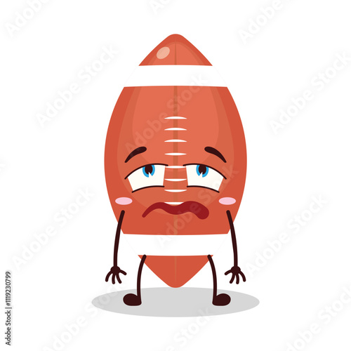 cute bored expression of rugby ball cartoon character