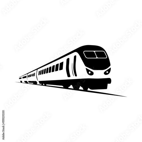 High-Speed Train Icon Vector Metrorail rail silhouette Vintage Train – Classic Modern Express Fast Transport Locomotive Symbol Illustration	