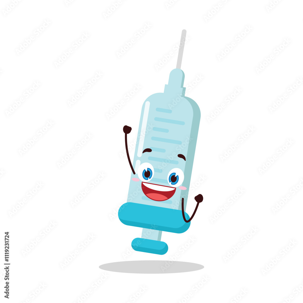 cute hurray victory expression of syringe cartoon character cute hurray victory expression of syringe cartoon character