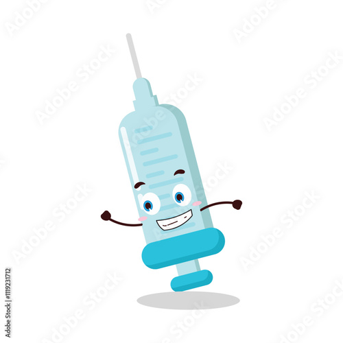 cute rush running expression of syringe cartoon character