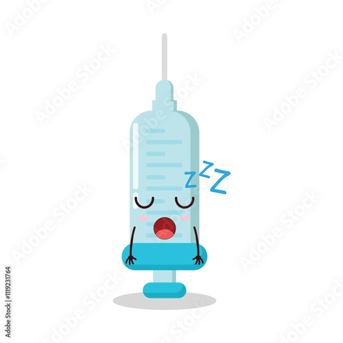cute rest expression of syringe cartoon character