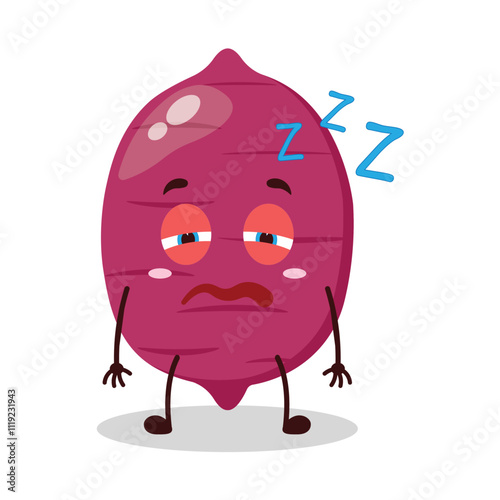 cute sleepy expression of sweet potato cartoon character