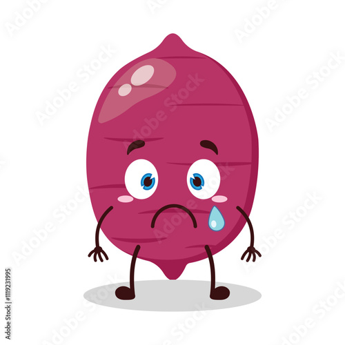 cute nervous expression of sweet potato cartoon character