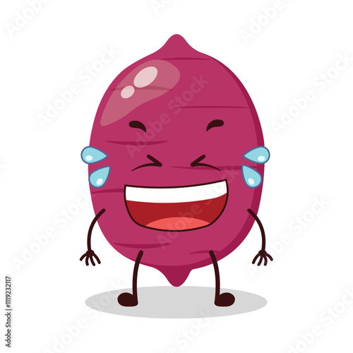 cute laugh out loud expression of sweet potato cartoon character