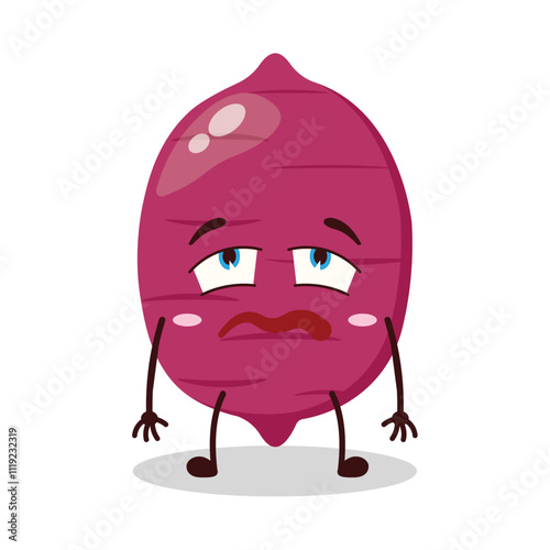 cute bored expression of sweet potato cartoon character