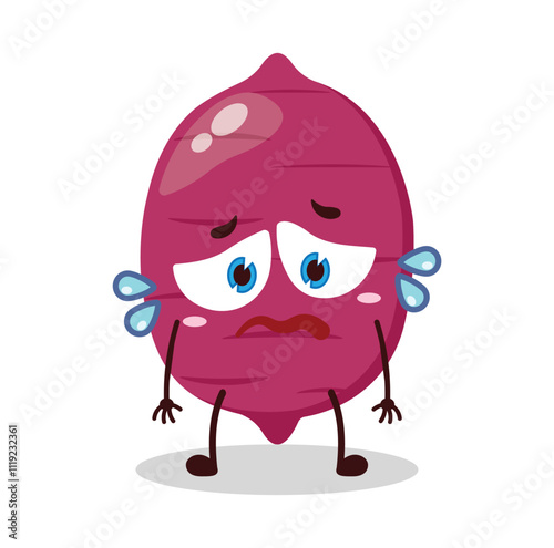 cute depressed expression of sweet potato cartoon character