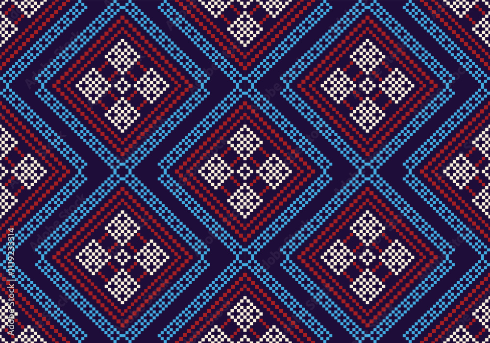 Seamless pixel and zigzag geometric pattern design. Seamless pixel and zigzag geometric pattern design.