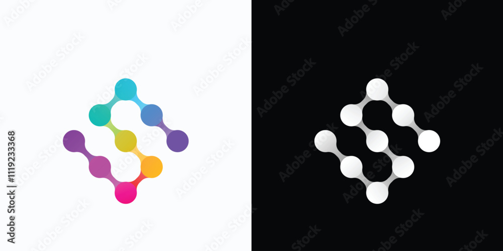 Fototapeta premium Letter S point connection logo design