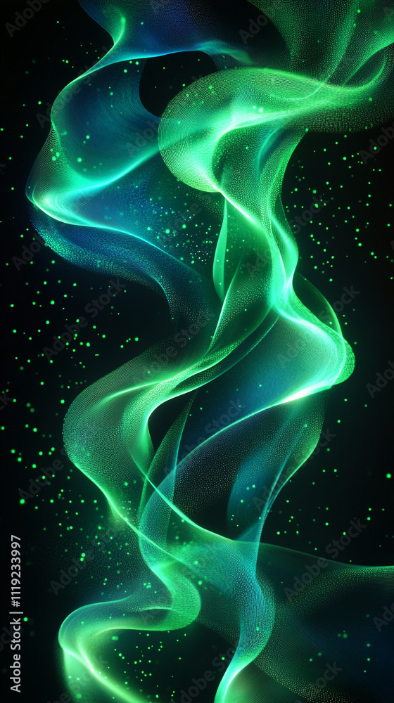 Neon green and blue light streams flowing over a black background, creating a visually intense and modern futuristic vibe Neon green and blue light streams flowing over a black background, creating a visually intense and modern futuristic vibe