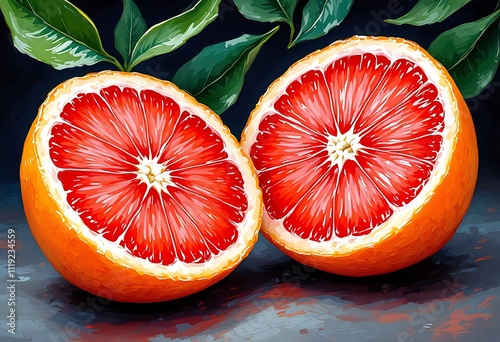 Lime blood orange watercolor illustration isolated on white background
