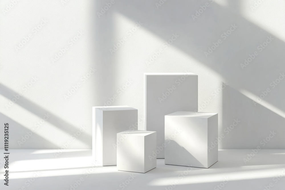 Minimalist White Cube Display with Sunlight Minimalist White Cube Display with Sunlight