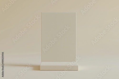 3D render of an ivory cardboard display stand with subtle shadowing, on white background.