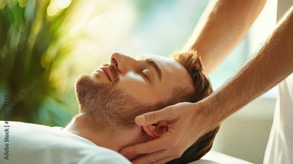 Relaxing Male Massage Therapy Session in a Calm Spa Environment Relaxing Male Massage Therapy Session in a Calm Spa Environment