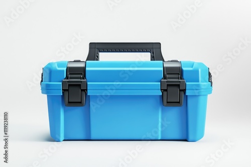 Blue Color Tool Box with Black Accents on White Background