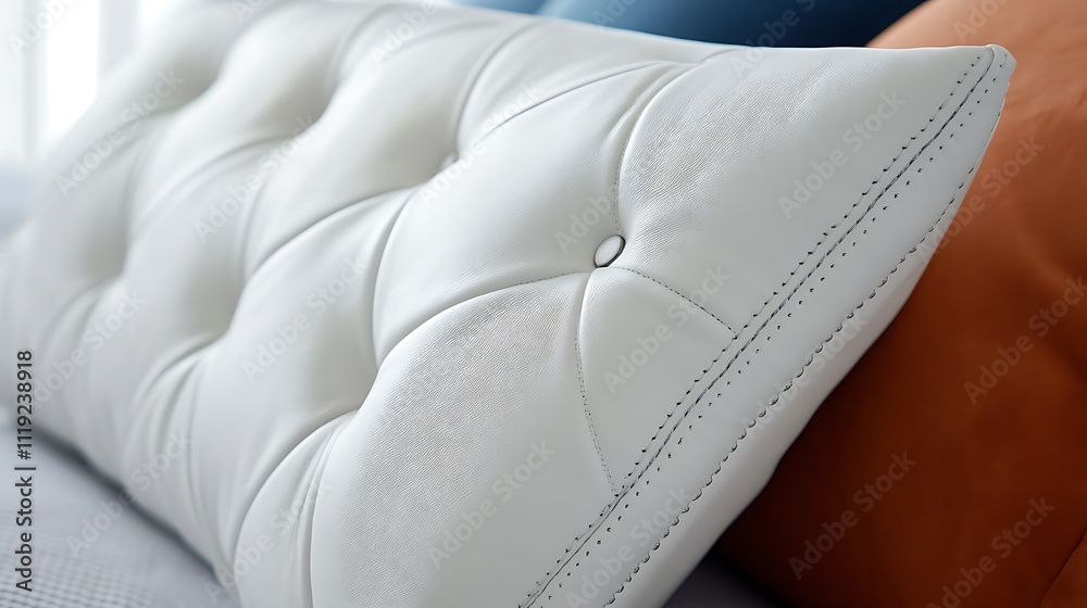Fototapeta premium A white pillow with a brown pillow on top of it