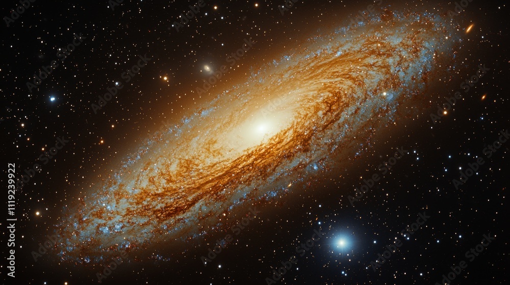 Fototapeta premium Stunning Spiral Galaxy Cosmic Dust Stars Nebulae Space Background
