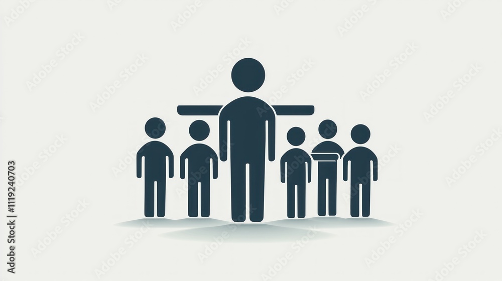 Leadership icon with a simple, clean graphic of a person standing out among a group Leadership icon with a simple, clean graphic of a person standing out among a group
